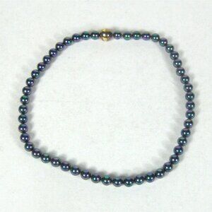 Peacock Colors Genuine Pearl Necklace Beaded Necklace 18 inch 8 mm Strand Bead